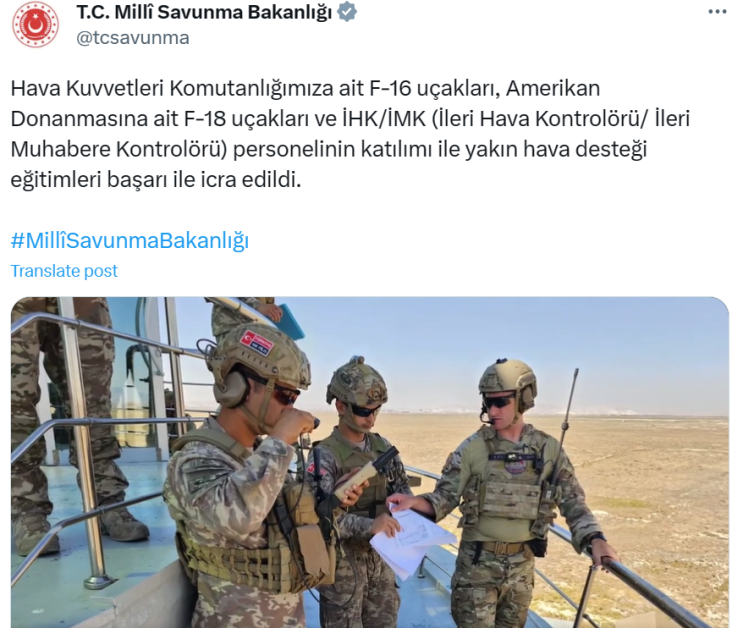 Թուրքական և ամերիկյան ռազմական ինքնաթիռներով անցկացվել են օդային դասընթացներ